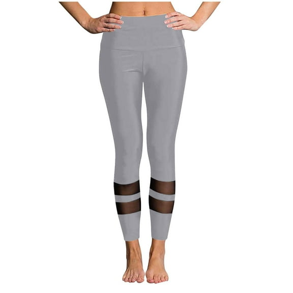 HUJlwoi Workout Leggings for Women Mesh High Waist Soft Cropped Yoga Pants Fashion Gym Running Tights Stretchy Trousers