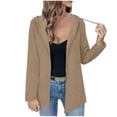 thumbnail image 1 of HUJlwoi Zip up Jacket for Women Knit Ribbed Long Sleeve Hooded Outerwear Warm Sweater Tops Soft Comfy Coats Fall Winter Clothes, 1 of 7