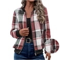 thumbnail image 1 of HUJlwoi Zip up Jacket for Womens Casual Loose Plaid Long Sleeve Outerwear Tops Workout Trendy Fall Overcoat Comfy Clothes, 1 of 7