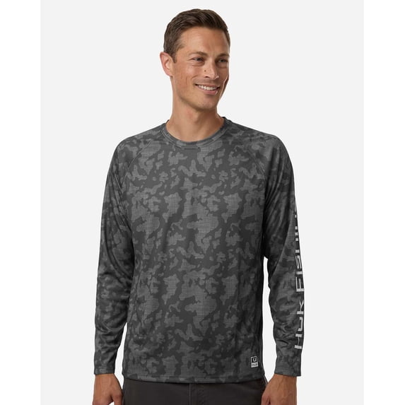 HUK H12L0017 Men's Lopro Running Lakes Long Sleeve T-Shirt-VOLCANIC ASH-L