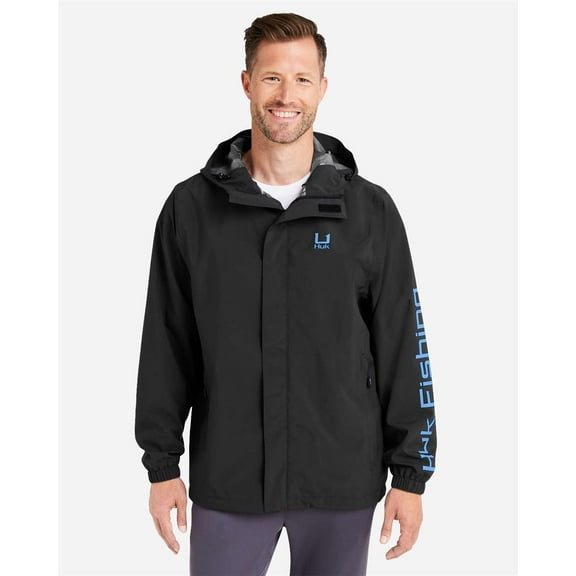 HUK H400159 Storm Rain Jacket-Black-L
