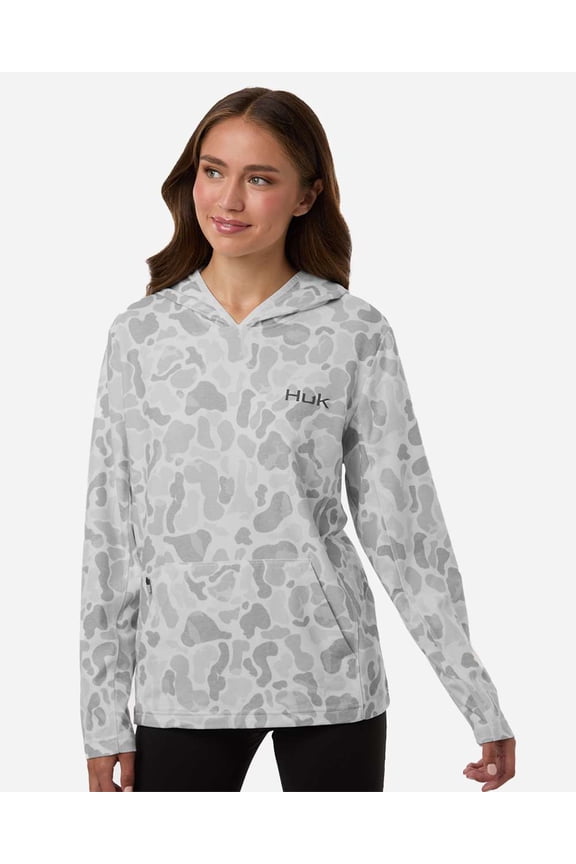 H6130037 Women's Coldfront+ KC Print Hooded Sweatshirt-White-XS