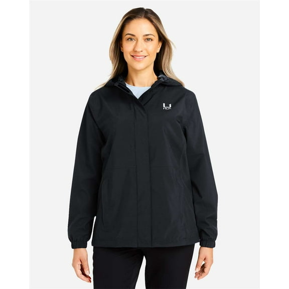 HUK H640027 Women's Storm Rain Jacket-Black-XL