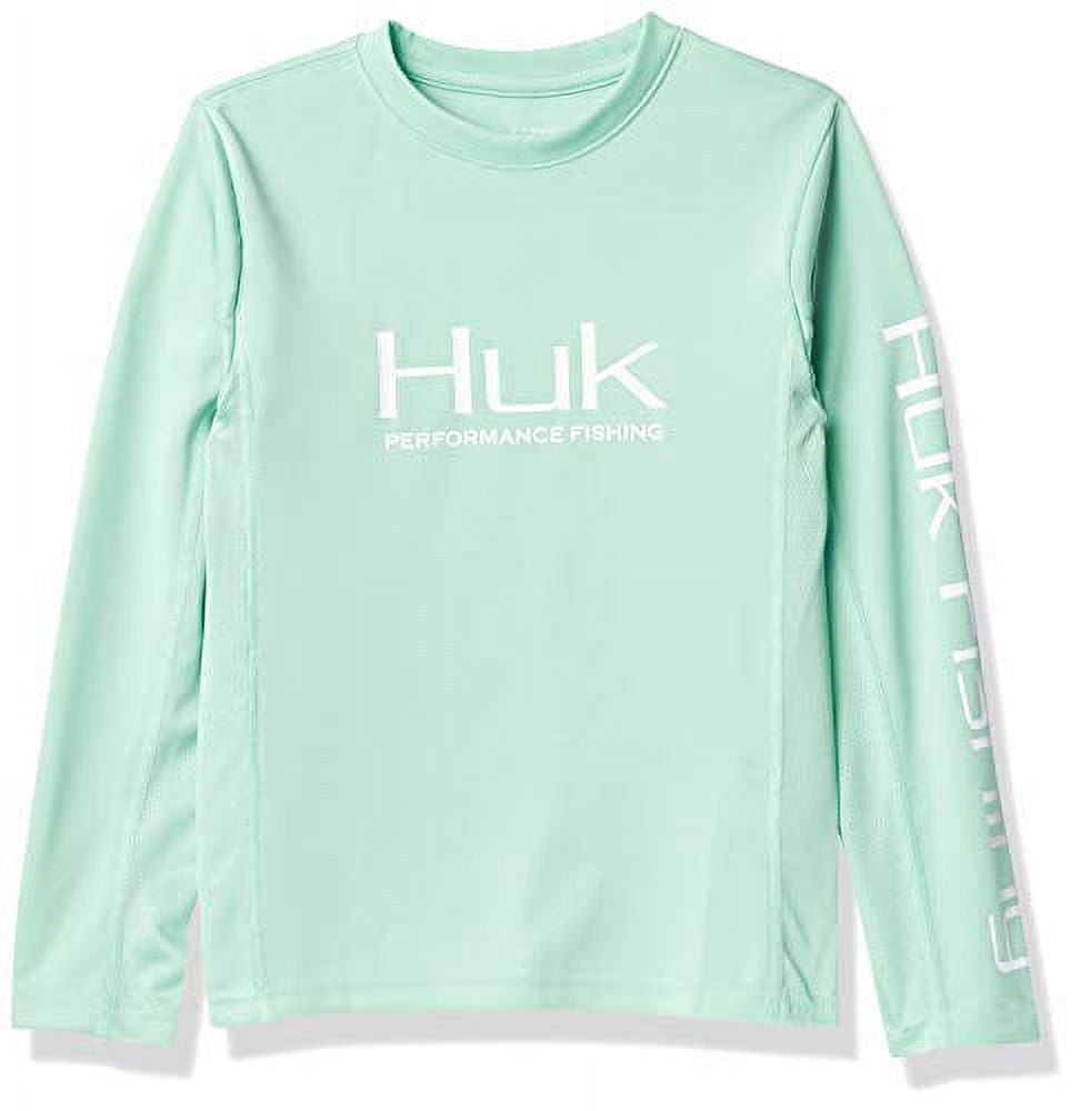 HUK Kids' Icon X Long-Sleeve Shirt with Sun Protection, Lichen, Small 