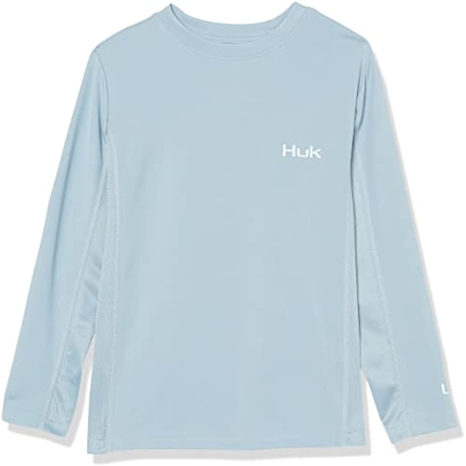 HUK Kids' Standard Icon X Long-Sleeve Shirt with Sun Protection, Blue Fog,  X-Small 