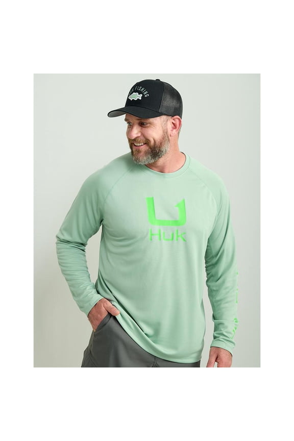 HUK Long Sleeve Shirts HUK Huk Icon Crew Long Sleeve Shirt Fog Green S Buy At Cross Toss Trading