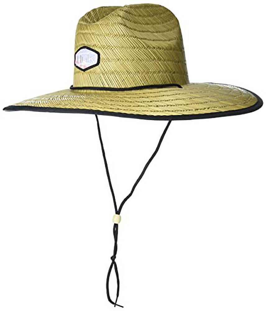HUK Men's Camo Patch Straw Wide Brim Fishing Hat + Sun Protection, Beach  Peach, 1