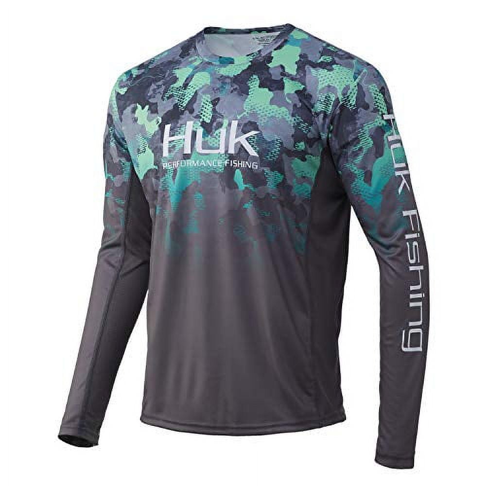 Huk Youth Icon X Refraction Camo Bluefin X-Small Long Sleeve Fishing Shirt  