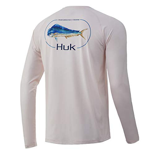 HUK Men's KC Pursuit Long Sleeve Sun Protecting Fishing Shirt,  Dorado-Barley Pink, Medium 