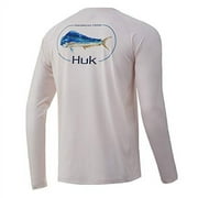 HUK Men's KC Pursuit Long Sleeve Sun Protecting Fishing Shirt, Dorado-Barley Pink, X-Large