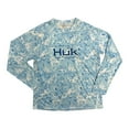 thumbnail image 1 of HUK Men's Long Sleeve UPF+ 50 Pursuit Fin Flats Tech Crew Shirt (Crystal Blue, L), 1 of 1