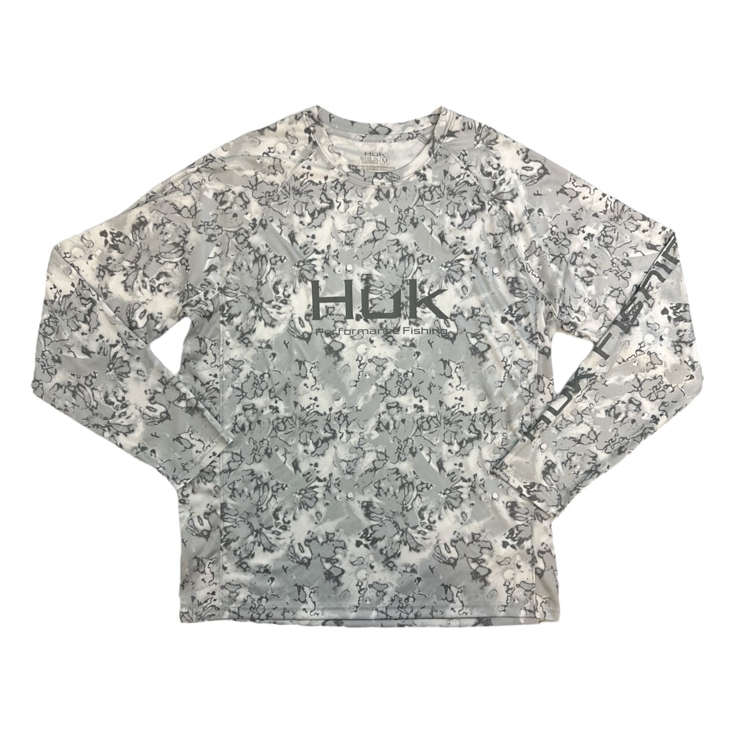 HUK Men's Long Sleeve UPF+ 50 Pursuit Fin Flats Tech Crew Shirt (Volcanic  Ash, M)