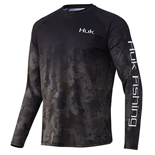 UPF 30 Performance Shirt HUK Men's Pursuit Long Sleeve Fishing Shirt - UPF 30 Sun Protection With Mesh Vents | Performance Fishing Gear Sun Protection Fishing Shirt
