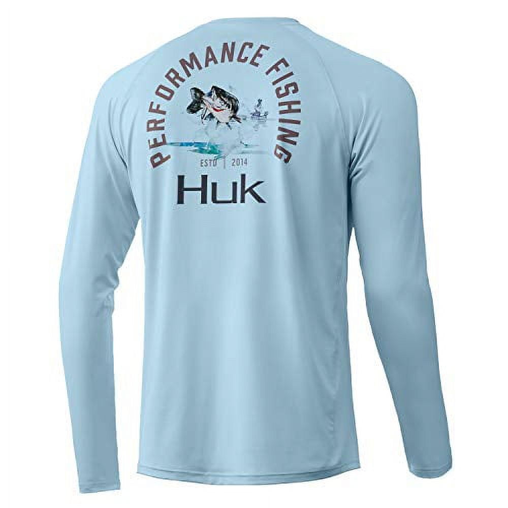 HUK Men's Standard Pursuit Long Sleeve Sun Protecting Fishing Shirt,  Outfitter-Ice Blue, Small