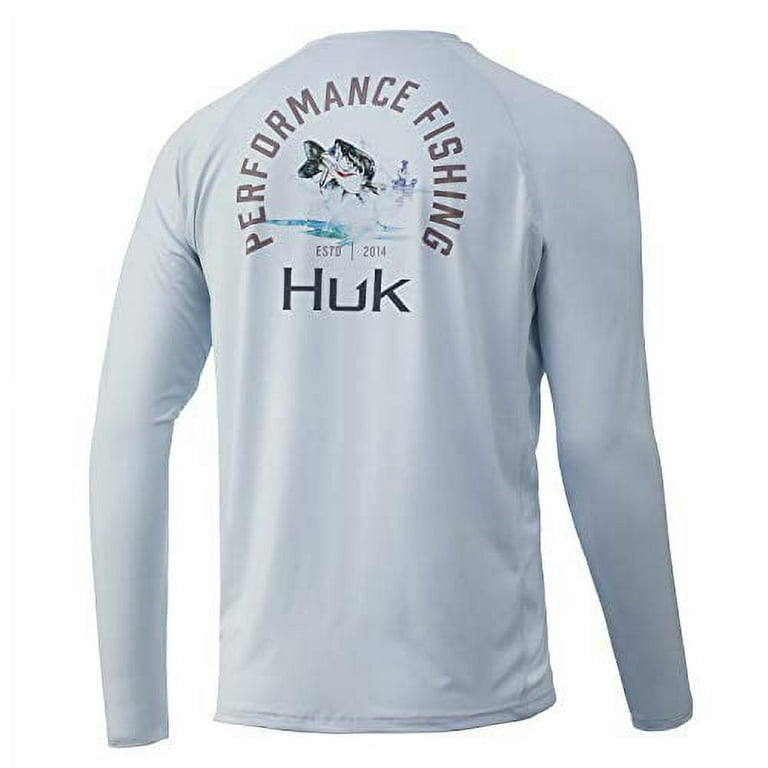 HUK Men's Pursuit Long Sleeve Sun Protecting Fishing Shirt, Bass