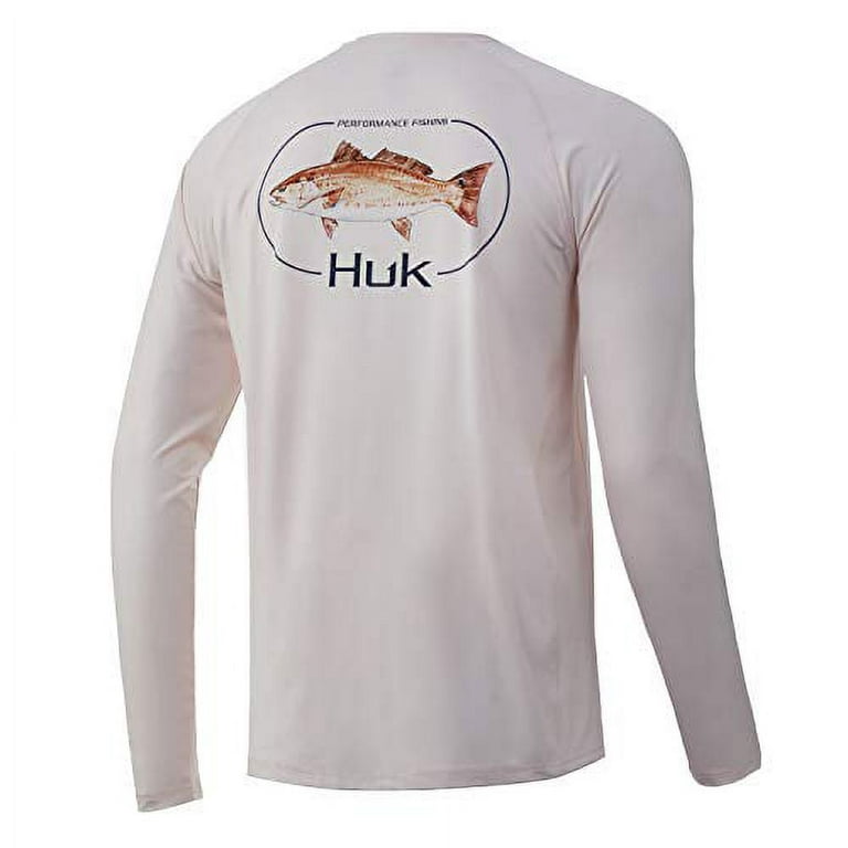 HUK Men's Pursuit Long Sleeve Sun Protecting Fishing Shirt, Redfish-Barley  Pink, Large 