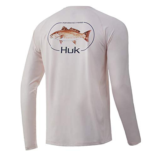 HUK Men's Pursuit Long Sleeve Sun Protecting Fishing Shirt, Redfish-Ice Blue,  Medium 
