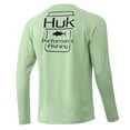 thumbnail image 1 of HUK Men's Pursuit Long Sleeve Sun Protecting Fishing Shirt, Tuna Badge-Key Lime (New Logo), Large, 1 of 3