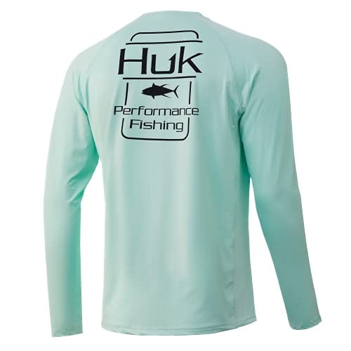HUK Men's Standard Pursuit Long Sleeve Sun Protecting Fishing Shirt,  Outfitter-Ice Blue, Small 