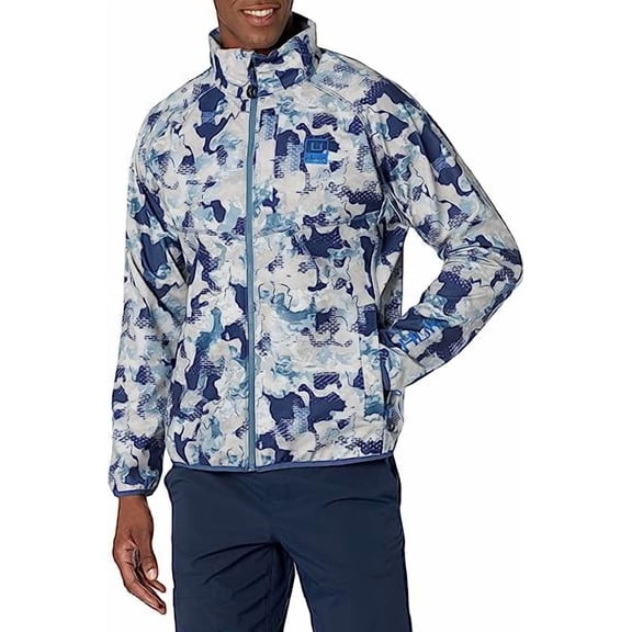 HUK Men's Standard ICON X Soft Shell Jacket Windproof & Water Resistant Zip, Bluefin, Large