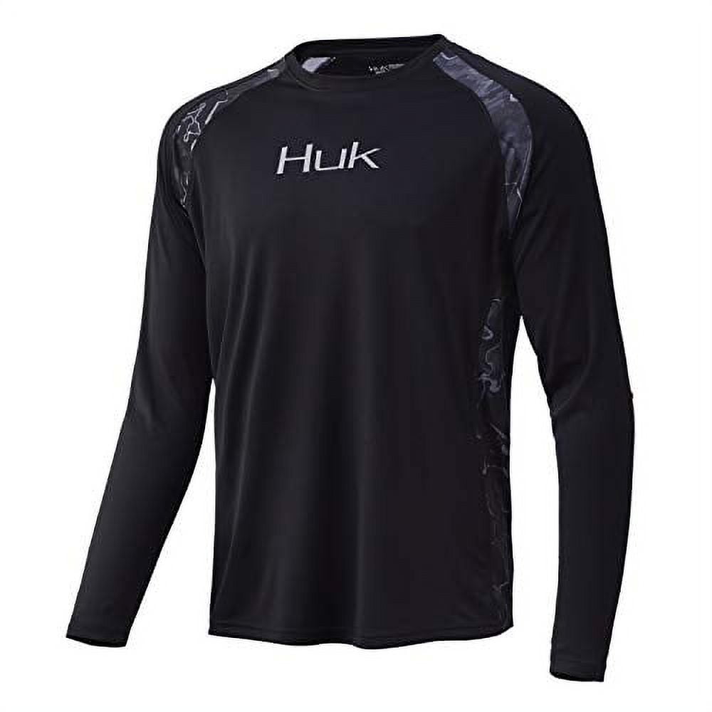 HUK Men's Strike Long Sleeve 30 UPF Performance Fishing Shirt, Black, Small