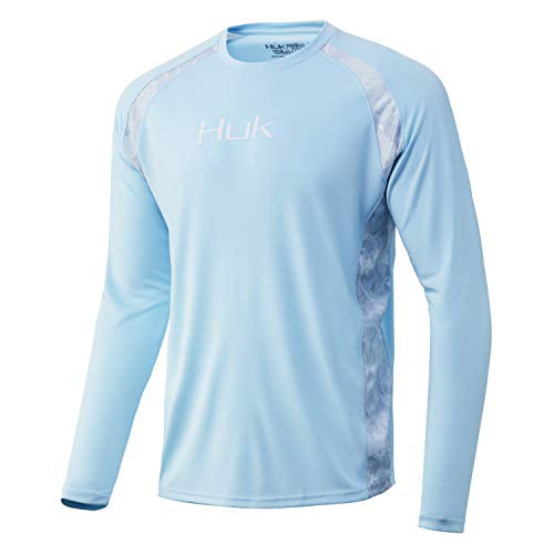 HUK Men's Strike Long Sleeve 30 UPF Performance Fishing Shirt, ICE Blue,  Small 