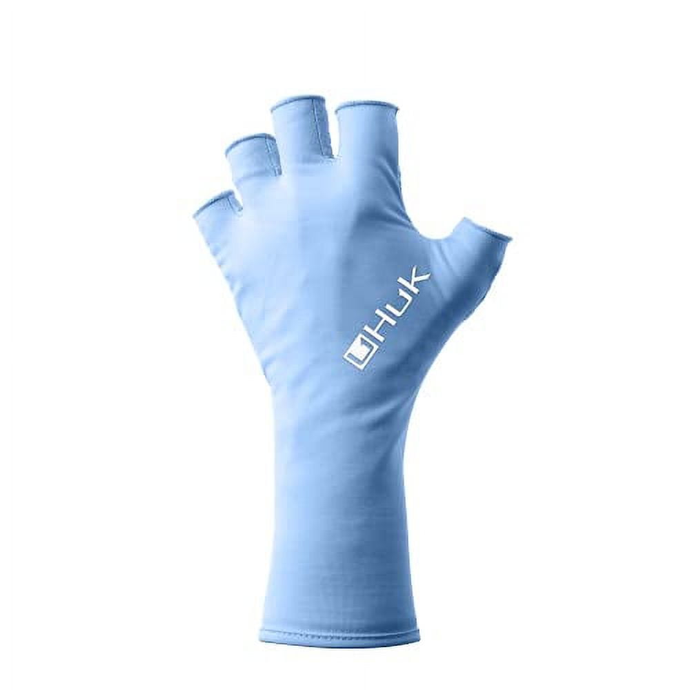 HUK Men's Sun Quick-Drying Fingerless Fishing Gloves, Carolina Blue,  Large-X-Large 