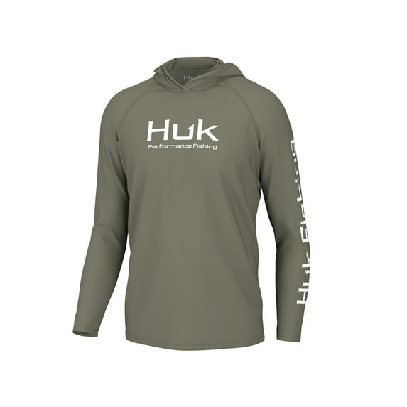 HUK Men's Standard Pursuit Vented Long Sleeve Hoodie, Fishing Shirt with Hood, Moss, XX-Large
