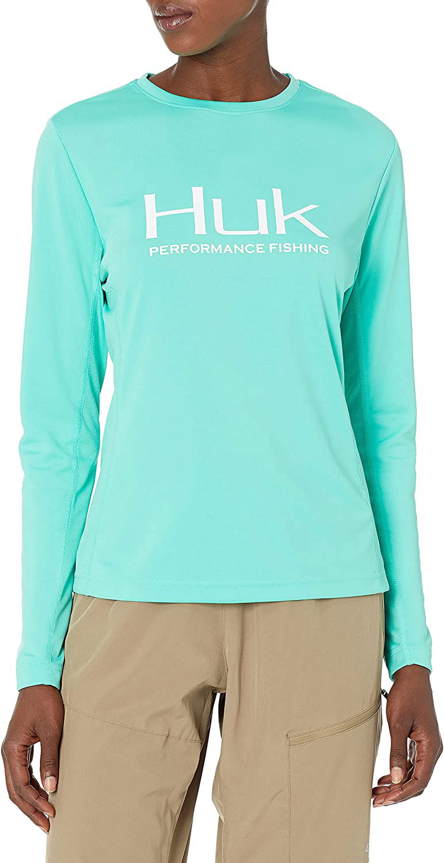 HUK Women's Icon X Long Sleeve Fishing Shirt with Sun Protection Electric  Green X-Small 