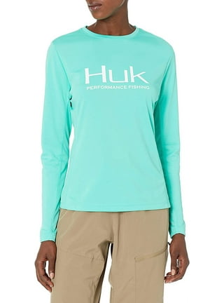 HUK Women's Salty Long Sleeve Button Down Fishing Shirt +Sun Protection,  Coral, XS : : Clothing, Shoes & Accessories