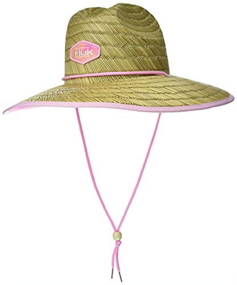 HUK Women's Straw Wide Brim Fishing Hat, Pink Lady, 1
