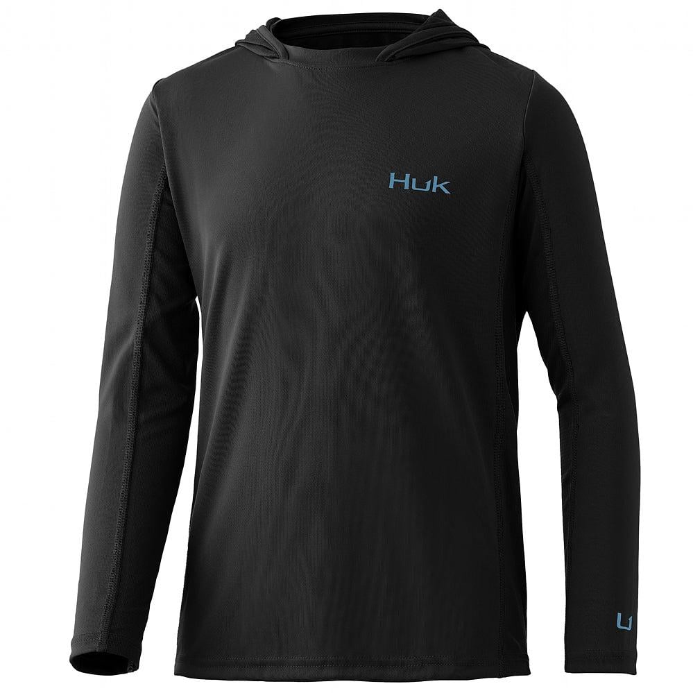 HUK Kids Standard Icon X Hoodie Long Sleeve Shirt with Sun Protection Titanium Blue X Small Walmart