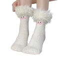thumbnail image 1 of HUKOEMPN Fuzzy Socks Ladies' Big Mouthed Plush Fleece Lined Thickened WarmCoral Sleeping Home for Women Socks For Women White, 1 of 5