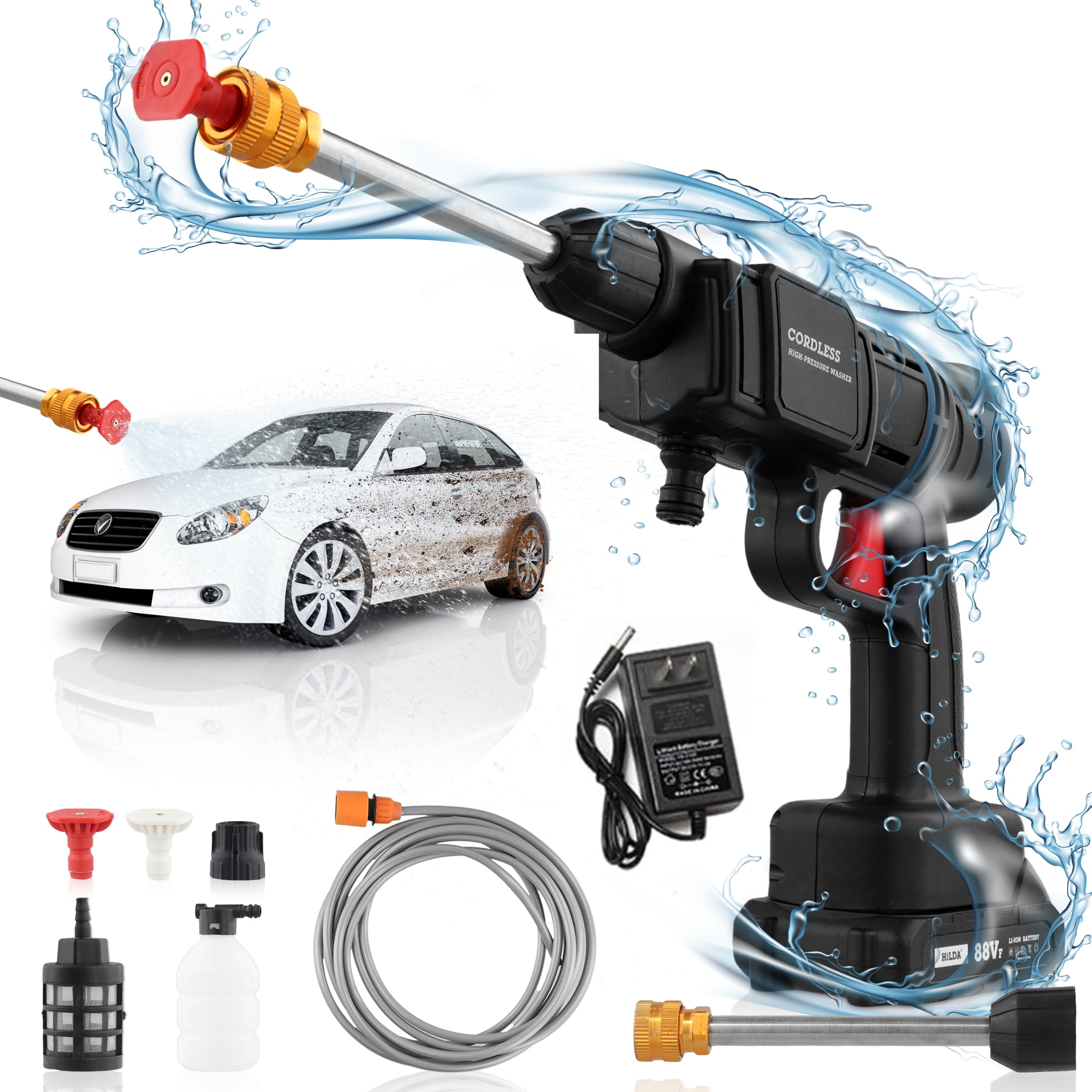 Cordless Pressure Washer 21V 22bar Portable Power Washer Cleaner Battery  Powered High Pressure Car Washer Cleaner for Washing Cars Cleaning Floors  Watering Flowers 