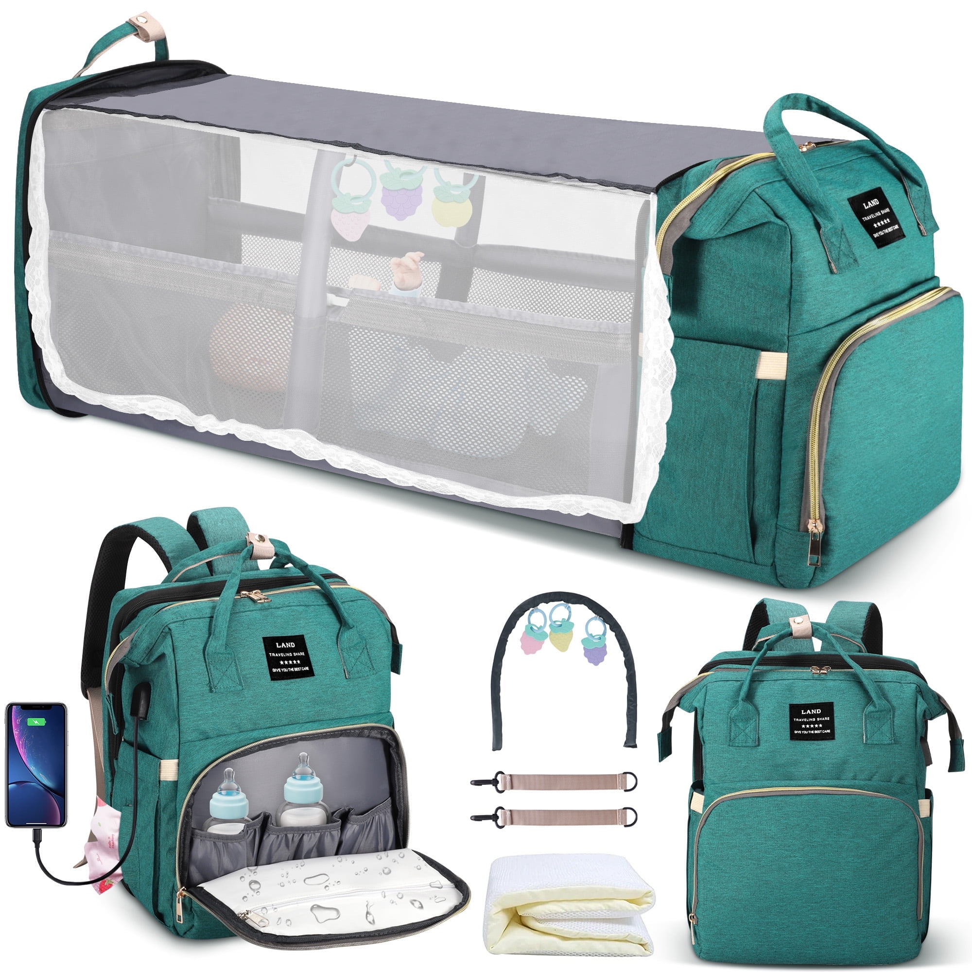HUKOER Baby Diaper Bag Backpack with Changing Station, Insulated Pocket ...
