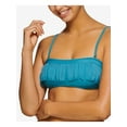 thumbnail image 1 of HULA HONEY Women's Blue Stretch Fringe Removable Cups Adjustable Tie Bandeau Swimsuit Top D\DD, 1 of 2