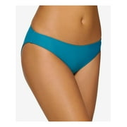 HULA HONEY Women's Blue Stretch Moderate Coverage Bikini Swimsuit Bottom L