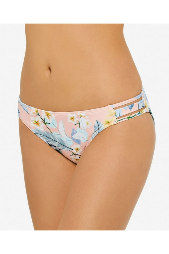 Women's Pink Floral Strappy Moana Blossom Bikini Swimsuit Bottom M