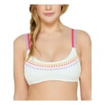 thumbnail image 1 of HULA HONEY Women's White Printed Removable Cups Adjustable Textured Bralette Swimsuit Top L, 1 of 2