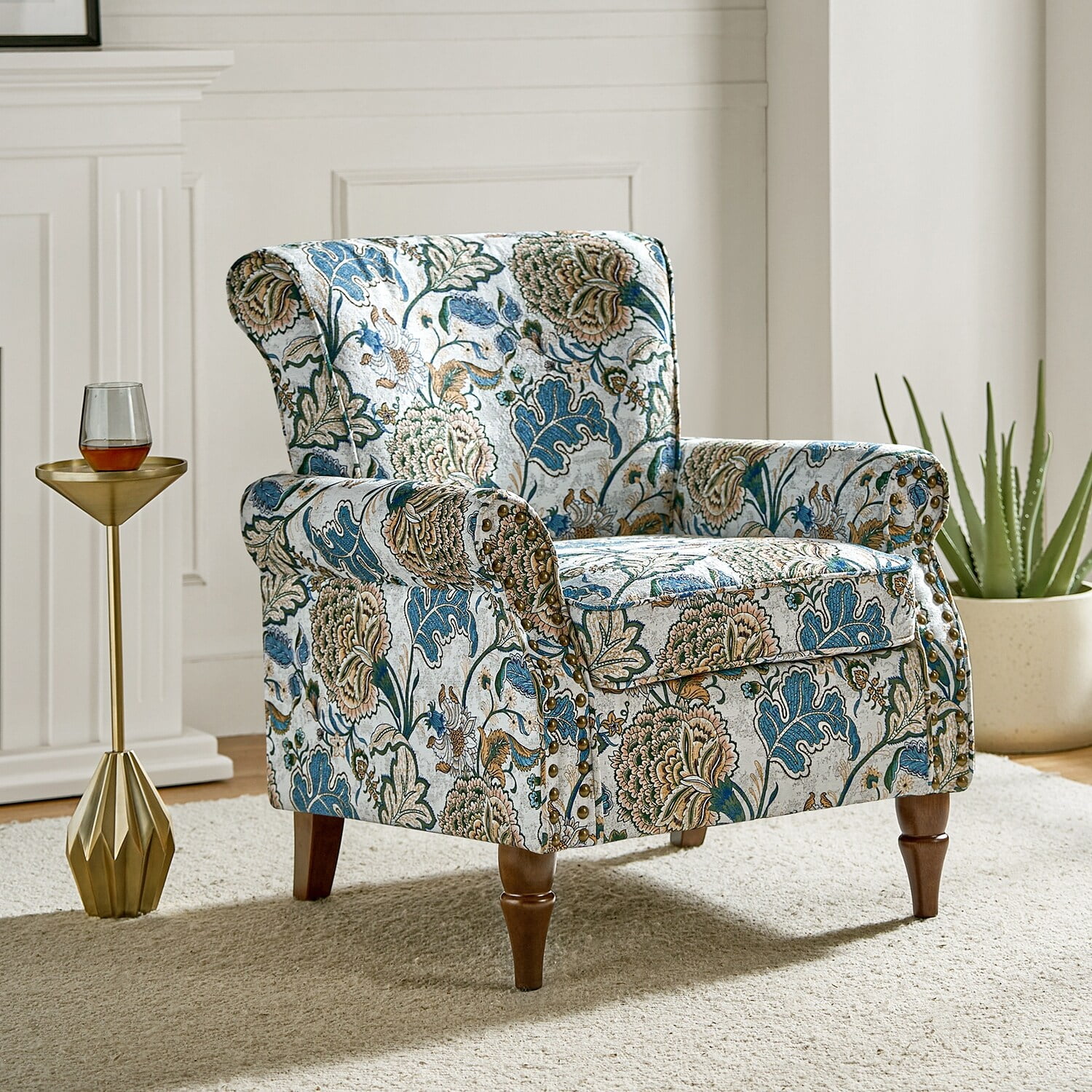 Green patterned online armchair