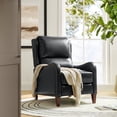 thumbnail image 1 of Genuine Leather Recliner Chair Push Back Wingback with Nailhead Trim for Living Room Bedroom Black, 1 of 10