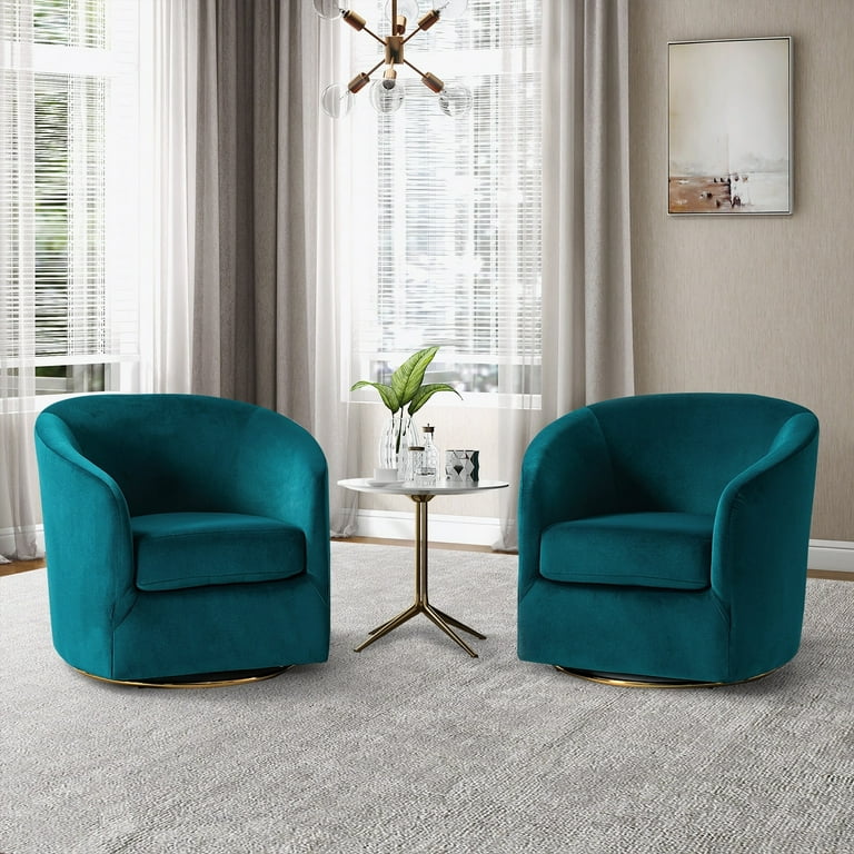HULALA HOME Eleuterio Modern Upholstered Swivel Accent Barrel