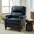 thumbnail image 1 of Mid-century Genuine Leather Pushback Recliner Chair with Nailhead Trim Navy, 1 of 8