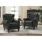HULALA HOME Justine Traditional 34.5" Genuine Leather Tufted Manual Recliner Set of 2 by  BLACK