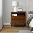 thumbnail image 1 of HULALA HOME Kamilo Traditional 28.25 inch Open Storage Space Wide Nightstand Table with 2 Drawers by  Walnut, 1 of 5