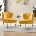 thumbnail image 1 of Fall Velvet Accent Chair Armless Side Chairs Set of 2 Gold Leg Home Bedroom Adult Mustard, 1 of 12