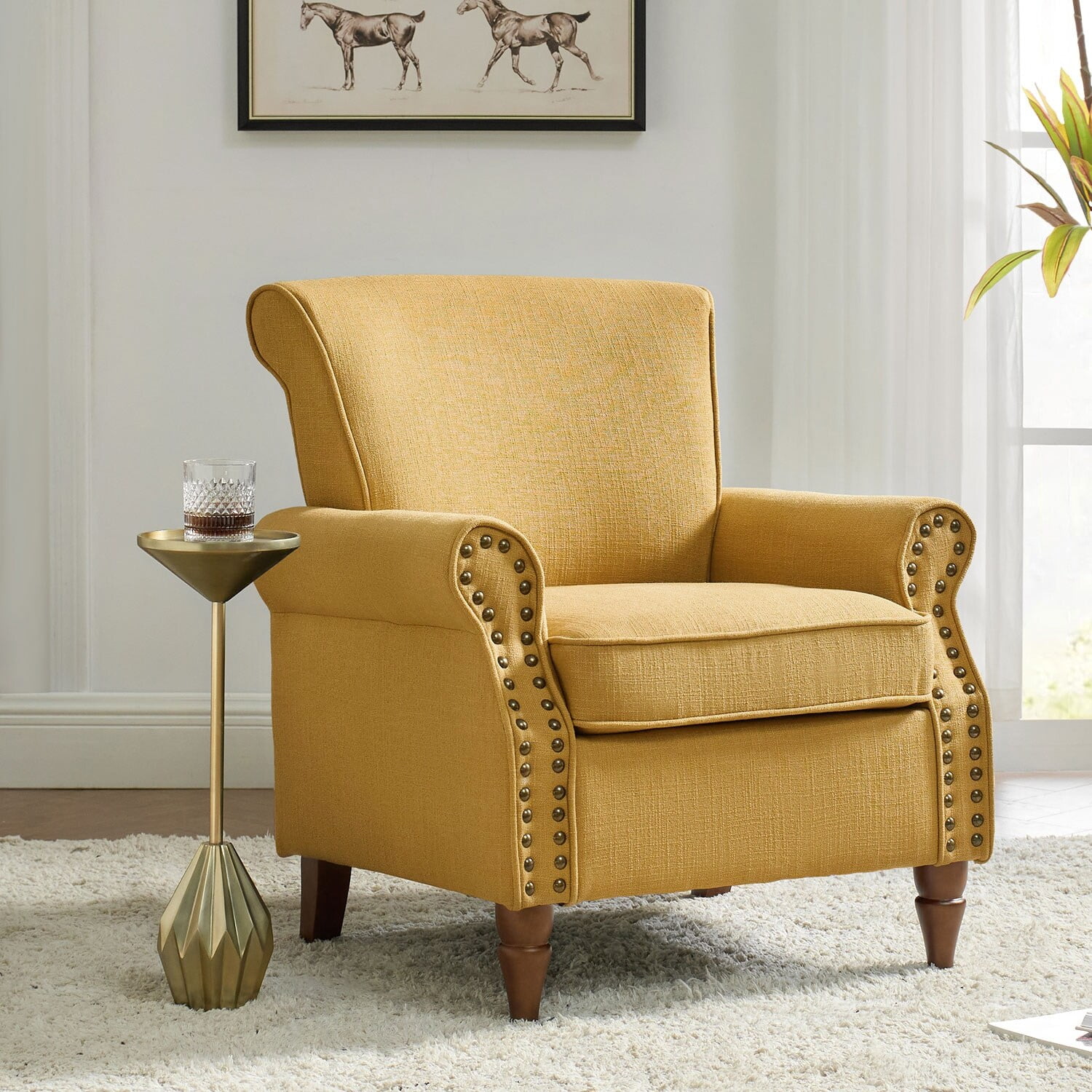 HULALA HOME Nyctelius Upholstered Comfy Accent chair with Classic ...