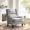 thumbnail image 1 of HULALA HOME Olympus Upholstered Classic Manual Wingback Recliner with Solid Wood Legs by  PLAID GREY, 1 of 5