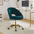 thumbnail image 1 of Luxury Office Chair Premium Modern Velvet Swivel Desk Chair with Chic Gold Legs in Bold Colors Teal, 1 of 8