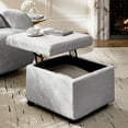 thumbnail image 1 of HULALA HOME Square Storage Ottoman with Lift Top, Sherpa Fabric Upholstered Ottoman Coffee Table, Large Footrest Stool Toy Box Storage for Bedroom Living Room, Grey, 1 of 7